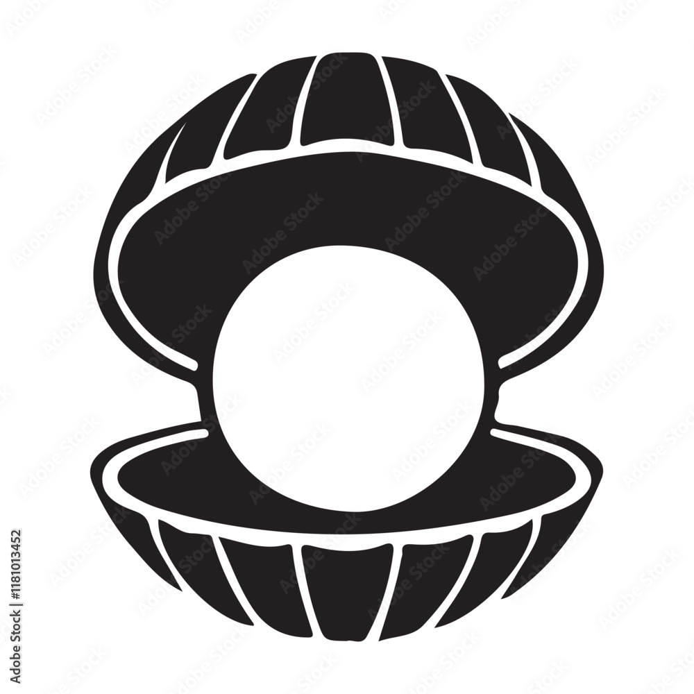 Classic Pearl in Shell Silhouette Vector Design Classic Pearl in Shell Silhouette Vector Design