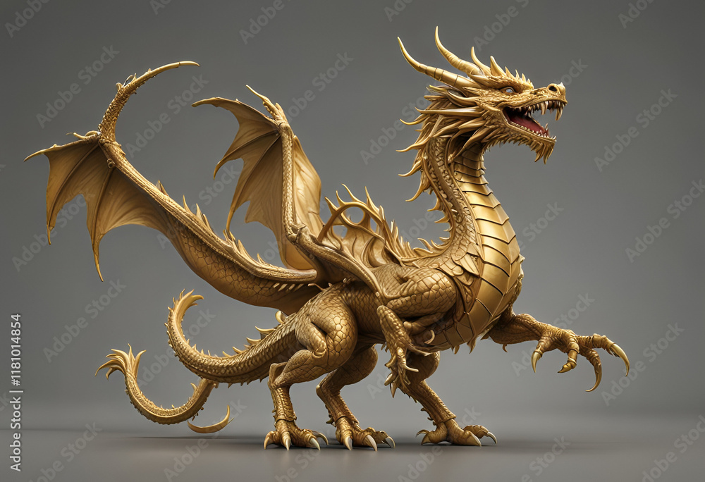 Fototapeta premium Majestic Golden Dragon Parade for Chinese New Year
