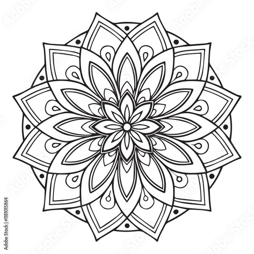 Mandala line art element pattern graphic design for coloring, greeting card, sticker, tattoo, yoga design, wallpaper photo