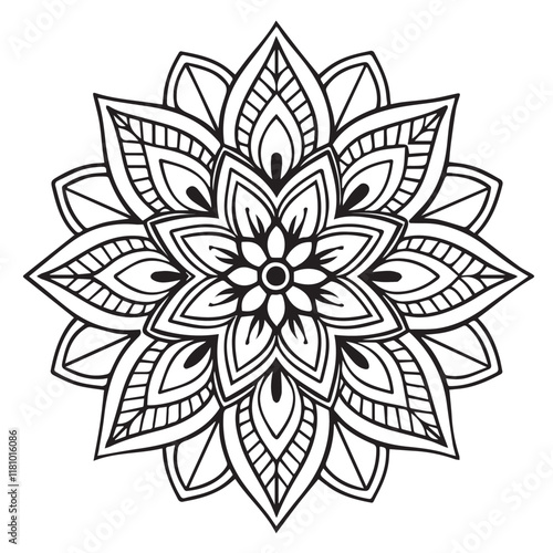 Mandala line art element pattern graphic design for coloring, greeting card, sticker, tattoo, yoga design, wallpaper