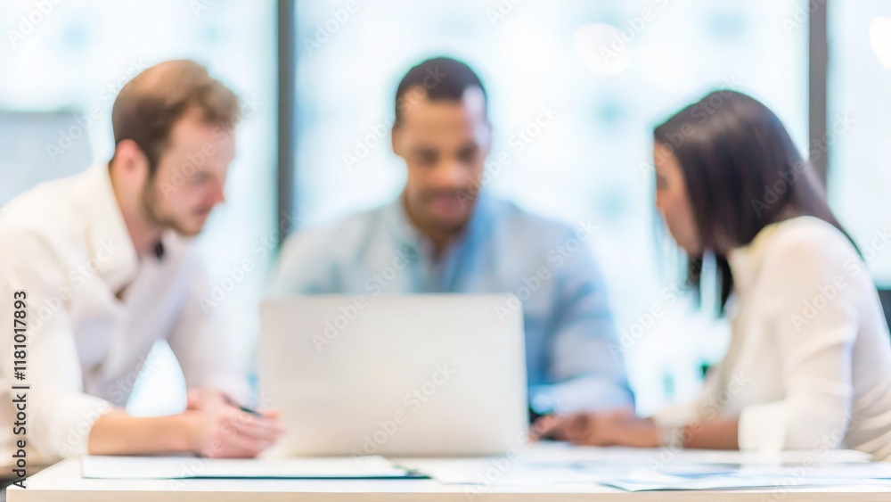 Professionals collaborating on a project with a blurred office background.
Professionals collaborating on a project with a blurred office background.