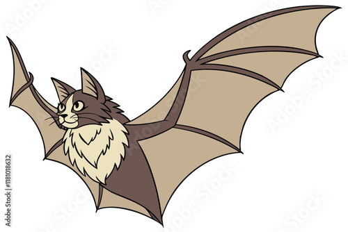 Photorealistic bat-cat hybrid, fluffy feline face, large bat wings, brown and tan fur, pointed ears, detailed wing membrane texture, symmetrical composition, studio lighting, white background, high-re