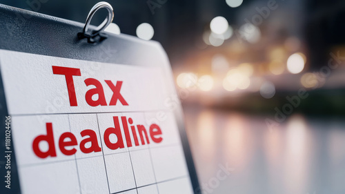 Tax deadline marked on calendar, reminding of important financial dates photo