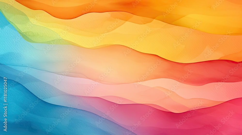 Fototapeta premium Watercolor abstract background idea. Vibrant abstract wave pattern with colorful gradients creating a dynamic visual experience.