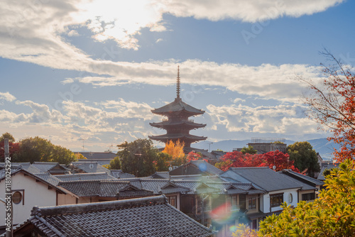 Gion,The district was built to accommodate the needs of travellers and visitors to the shrine.It eventually evolved to become one of the most exclusive and well-known geisha districts in all of Japan photo