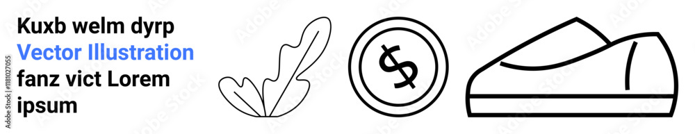 Text, outlined leaf, currency coin, and shoe outline elements. Ideal for web design, minimalistic themes, finance, fashion, e-commerce, branding, marketing, and modern interface design. Landing page Text, outlined leaf, currency coin, and shoe outline elements. Ideal for web design, minimalistic themes, finance, fashion, e-commerce, branding, marketing, and modern interface design. Landing page