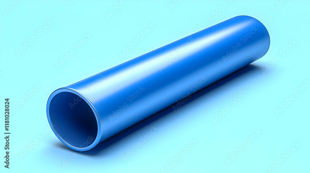 3D Rendered Illustration of a Blue Cylindrical Tube on a Light Blue Background
