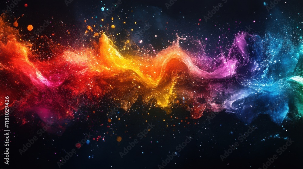 Obraz premium Vibrant Abstract Color Splash with Space and Light Effects
