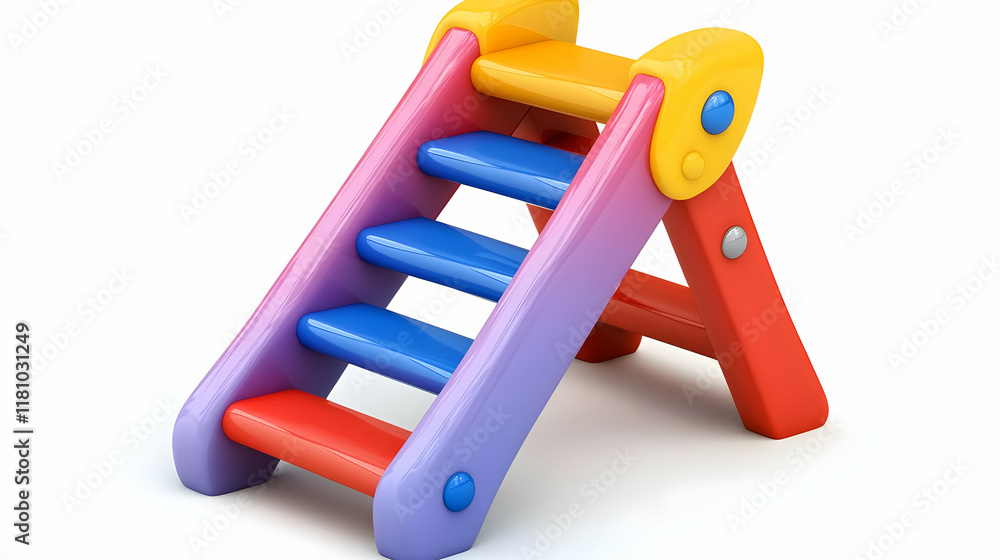 3D Illustration of a Colorful Children's Slide on a White Background 3D Illustration of a Colorful Children's Slide on a White Background
