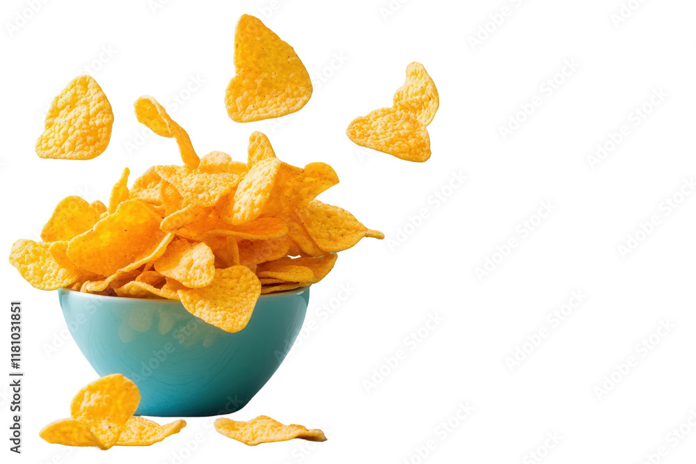 Fototapeta premium Dynamic composition of cereal in bowl studio setting food transparent background