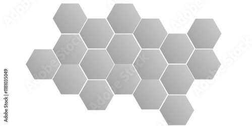 Geometric technology grey  hexagon background. Abstract vector illustration Science technology and medical concept hexagon on transparent background.