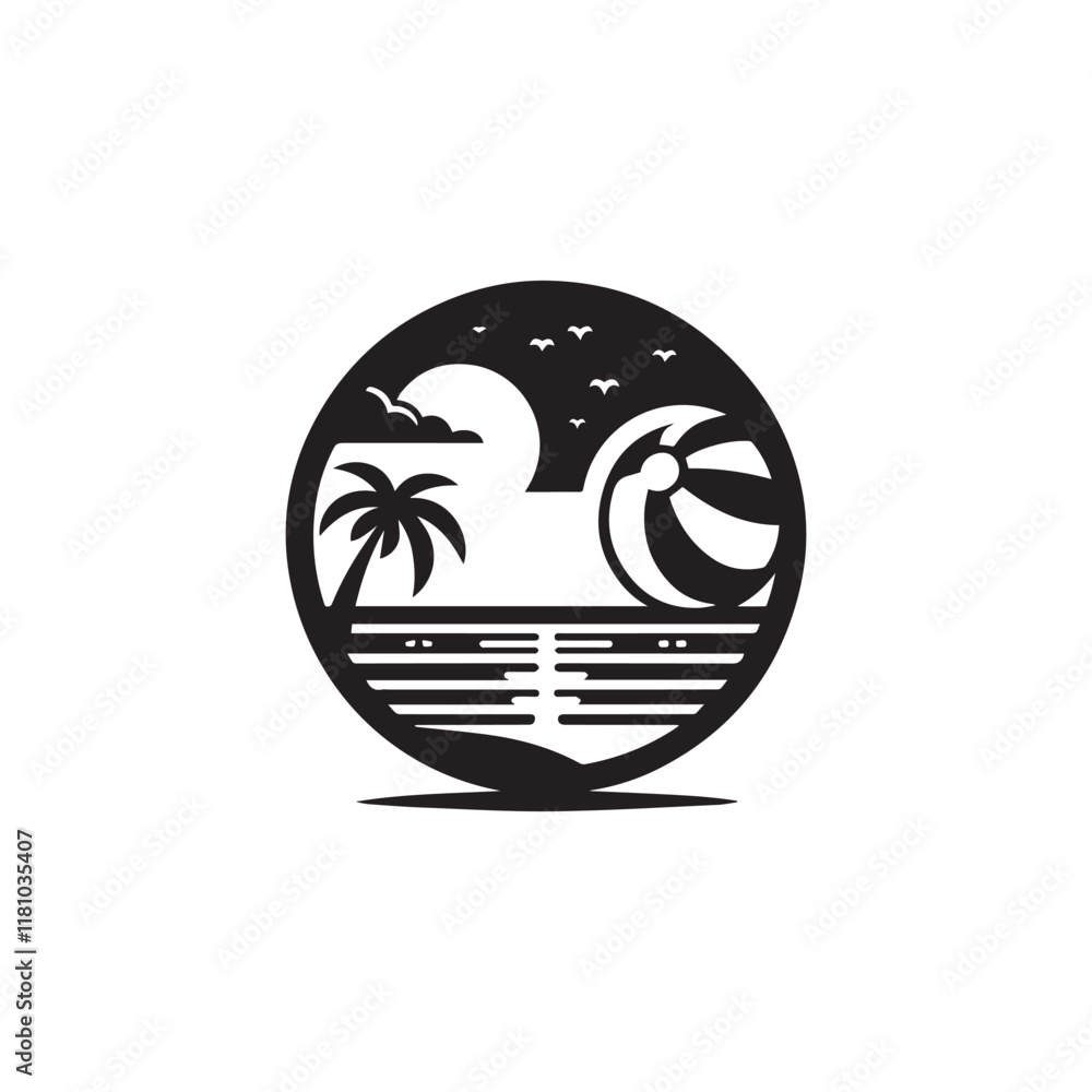 Obraz premium Beach Ball icon vector symbol design art illustration