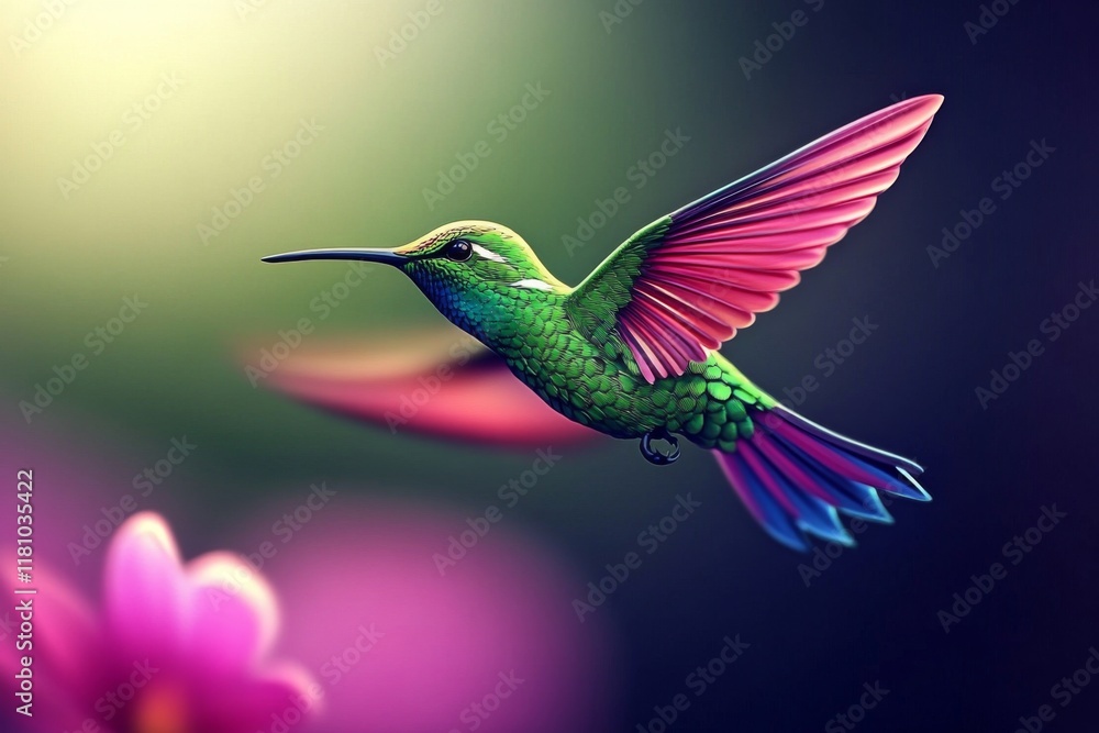 The enchanting allure of a small, colorful bird approaching nature. The enchanting allure of a small, colorful bird approaching nature.