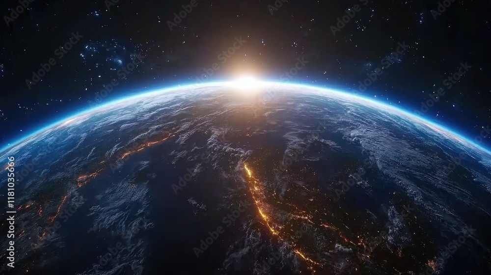 Obraz premium Earth rising above the horizon space exploration digital art cosmic environment aerial view nature's wonder