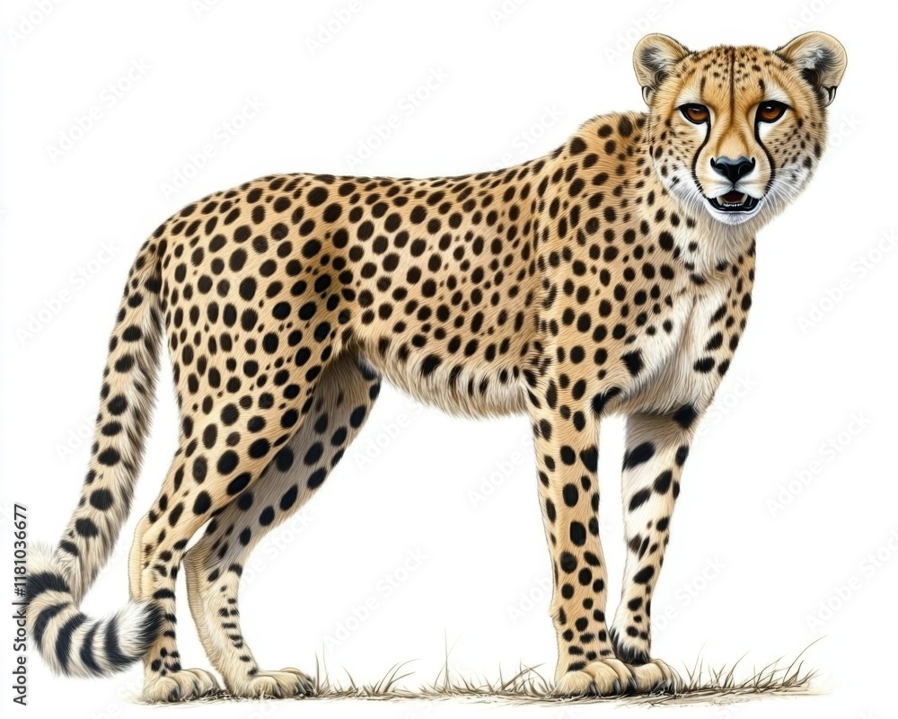 Isolated cheetah illustration showcasing natural features. Isolated cheetah illustration showcasing natural features.