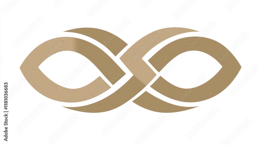 Abstract Infinity Symbol: Elegant Beige Intertwined Design Abstract Infinity Symbol: Elegant Beige Intertwined Design