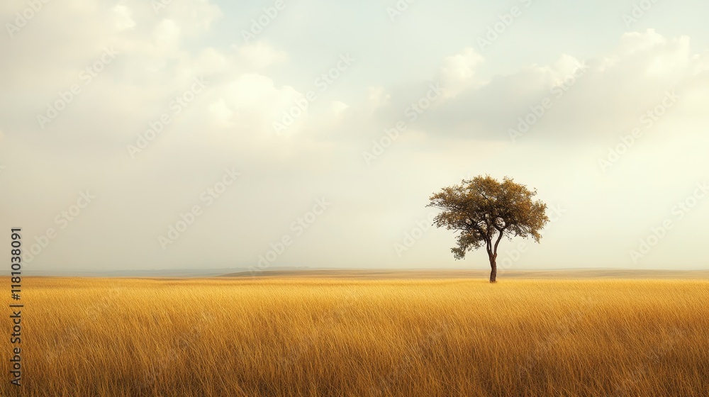 Expansive fields feature yellow dry grass and a solitary tree set against a backdrop of a pale cloudy sky, creating a serene landscape highlighting the beauty of nature and tranquility. Expansive fields feature yellow dry grass and a solitary tree set against a backdrop of a pale cloudy sky, creating a serene landscape highlighting the beauty of nature and tranquility.