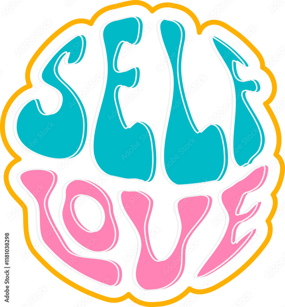 self love lettering retro sticker self love lettering retro sticker