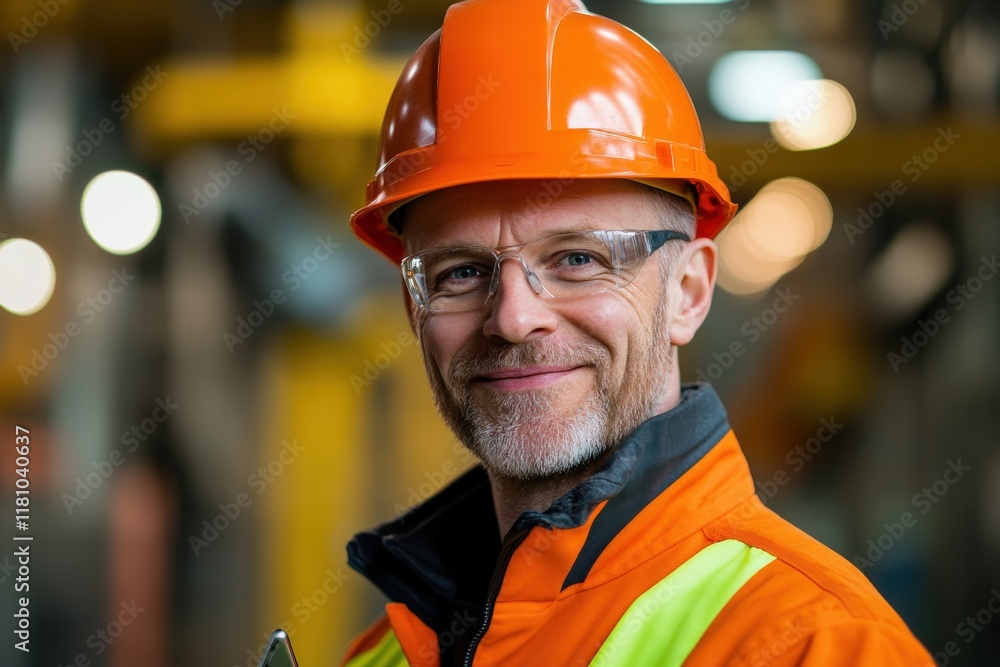 Construction Worker Smiling at Job Site Industrial Environment Portrait Photography Construction Worker Smiling at Job Site Industrial Environment Portrait Photography