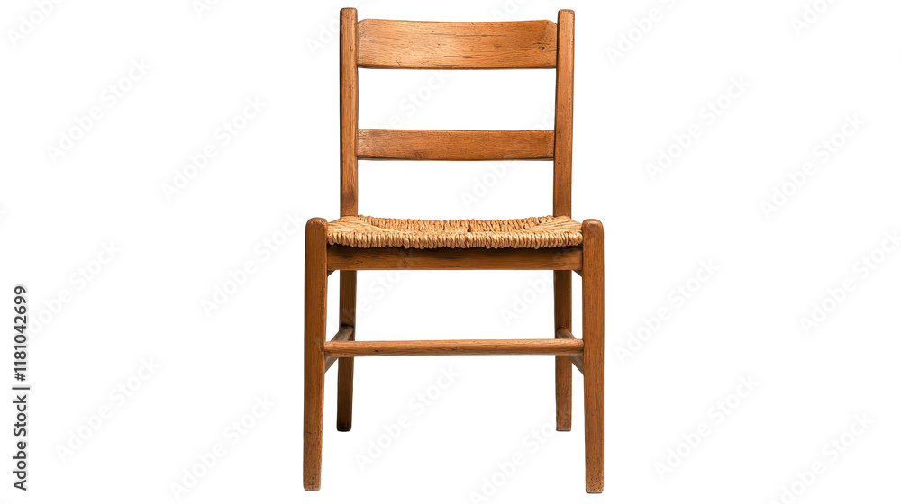 Rustic wooden chair with natural finish. transparent background Rustic wooden chair with natural finish. transparent background