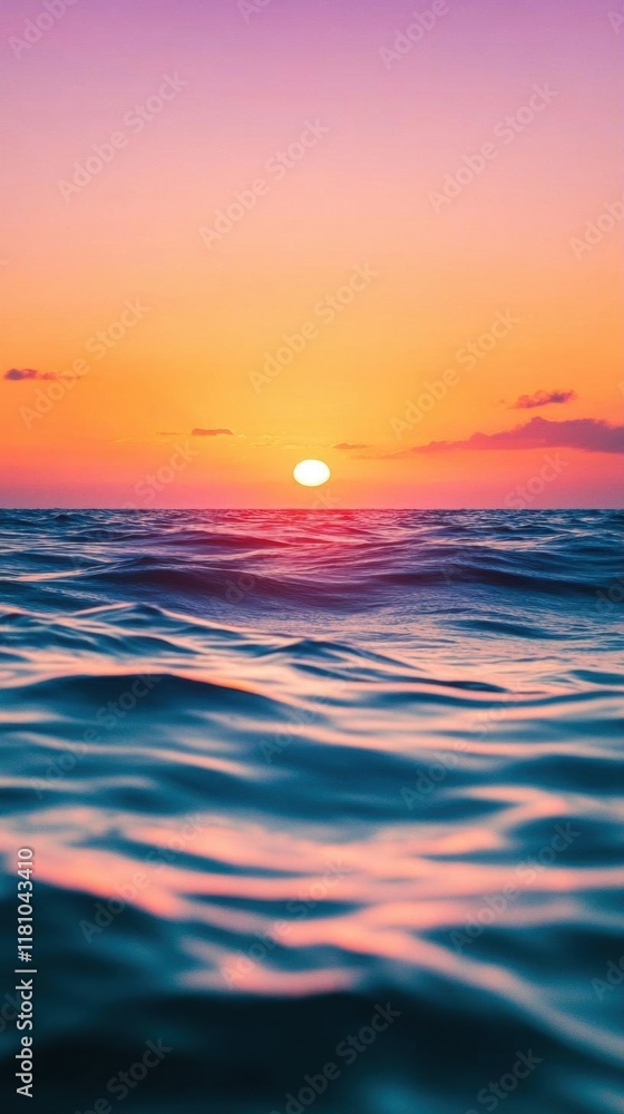 A serene sunset over gentle ocean waves, creating a tranquil atmosphere. A serene sunset over gentle ocean waves, creating a tranquil atmosphere.