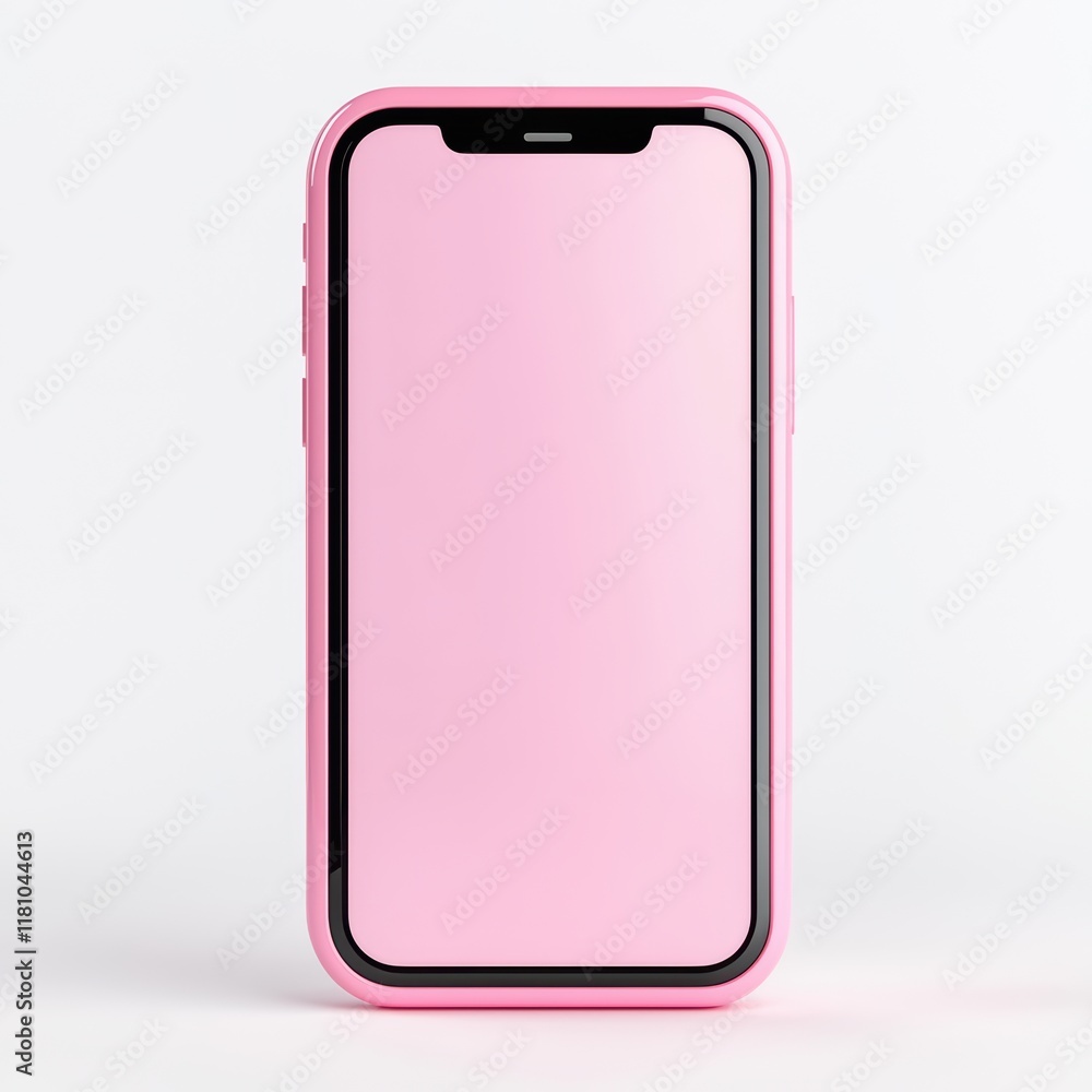 Pink Smartphone with Blank Screen on White Background Pink Smartphone with Blank Screen on White Background