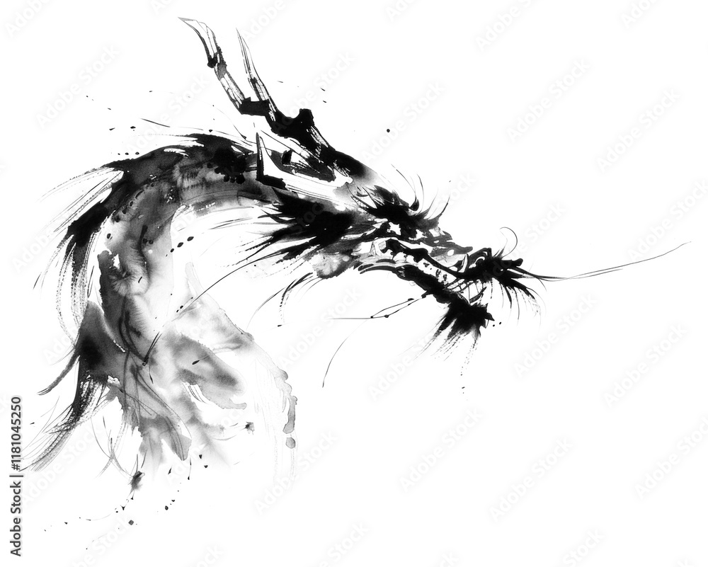 PNG Dragon brush art ink. PNG Dragon brush art ink.
