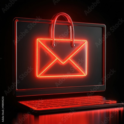 Digital tax scam email alert on screen cybersecurity threat illustration dark environment close-up view awareness concept photo