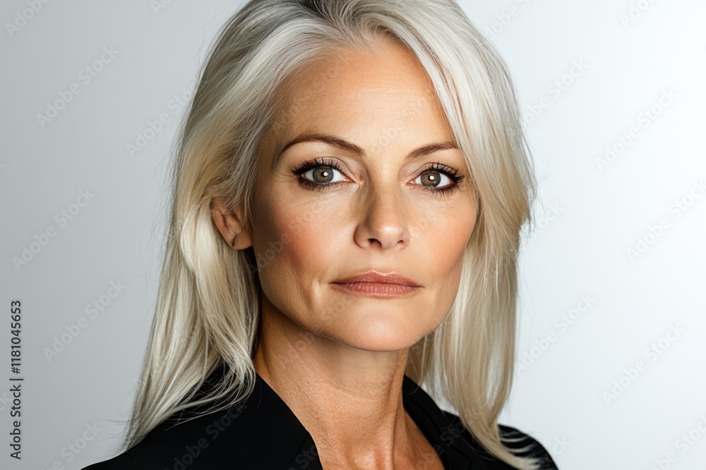 Radiant Beauty: Mature Woman with Flawless Skin for Skincare and Cosmetics Concept Radiant Beauty: Mature Woman with Flawless Skin for Skincare and Cosmetics Concept