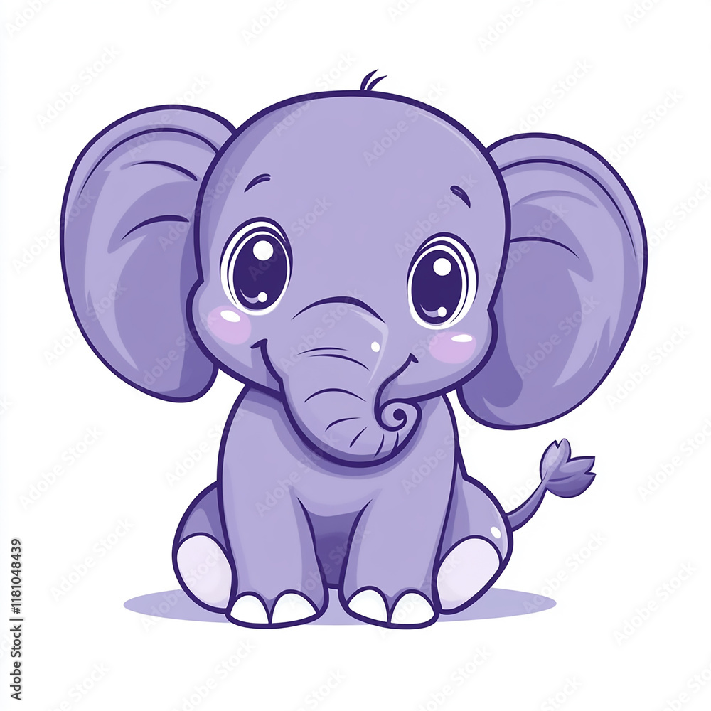 A cute elephant with big eyes and a smile A cute elephant with big eyes and a smile
