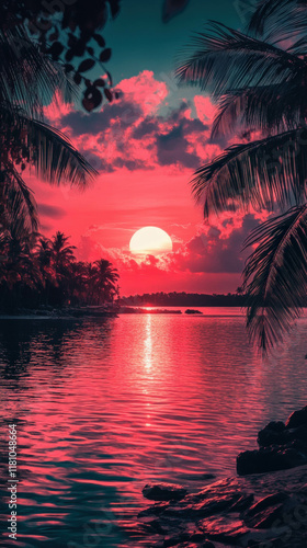 Silhouetted Palm Trees Agai...