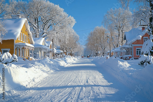 Village Street In Winter