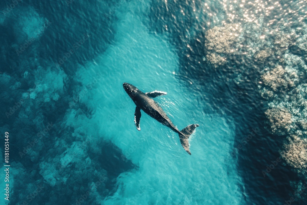 Obraz premium Whale in Deep Ocean