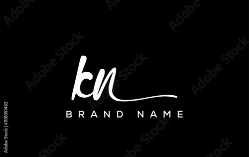 KN letter beauty handwriting vector logo.