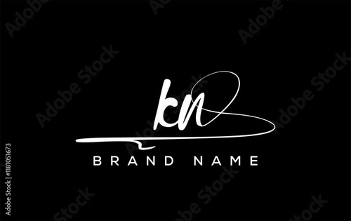 KN letter beauty handwriting vector logo.