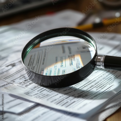 Wallpaper Mural Tax fraud investigation uncovered detailed documents under magnifying glass in business environment Torontodigital.ca