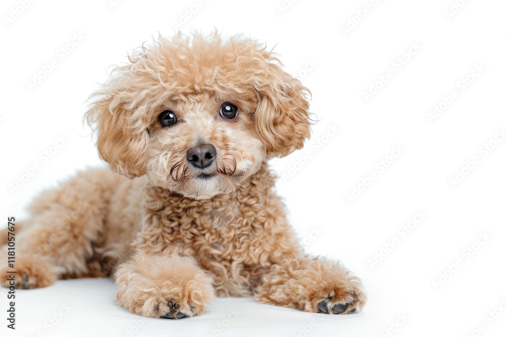 Ravishing Adorable Toy Poodle Dog Portrait on White Isolated Background Ravishing Adorable Toy Poodle Dog Portrait on White Isolated Background