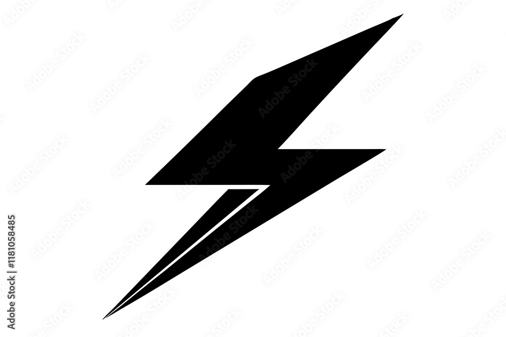 Lightning Bolt vector silhouette black design white background Lightning Bolt vector silhouette black design white background