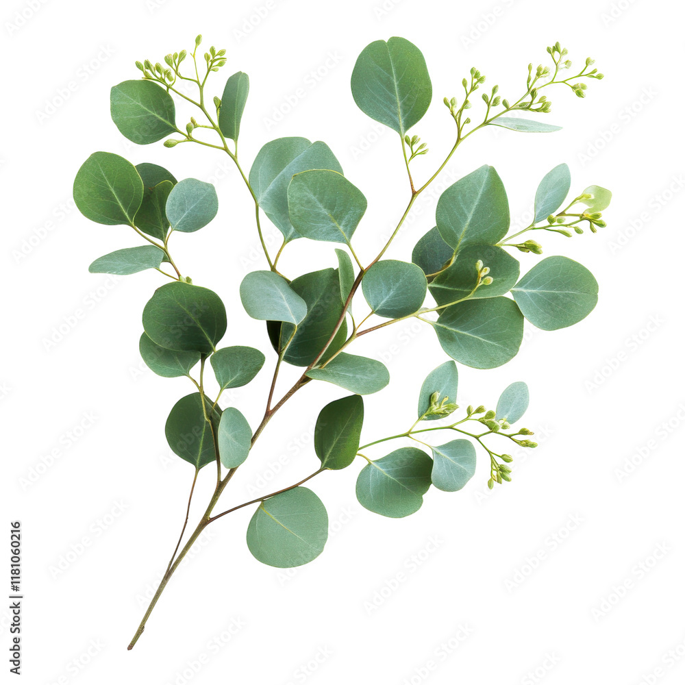 Obraz premium Eucalyptus Sprigs Isolated on White Background for Decorative Use on Transparent Background