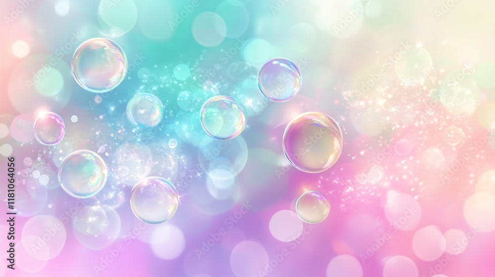 Iridescent Bubbles Floating in a Pastel Dreamy Background. Iridescent Bubbles Floating in a Pastel Dreamy Background.
