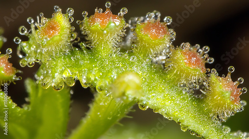 Wallpaper Mural Close up of green leaf with dew droplets, showcasing nature beauty and detail Torontodigital.ca