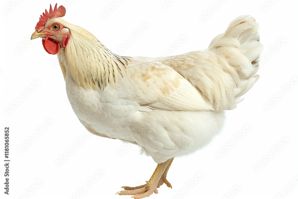 Fototapeta premium Sharp Image of Collection of White Chickens, Isolated on White