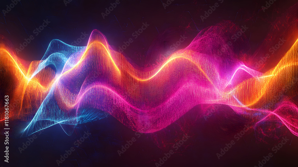 Obraz premium sound-wave background. Abstract music equalizer, Signal Rainbow 