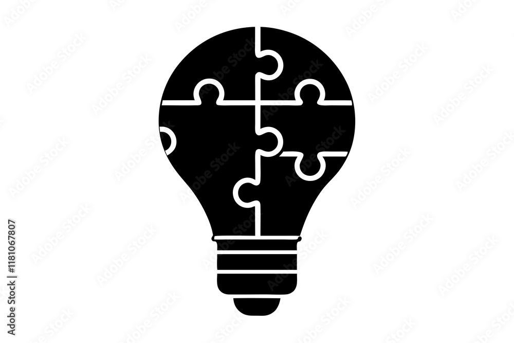 Flat design vector illustration of a lamp made from pieces of a puzzle. Flat design vector illustration of a lamp made from pieces of a puzzle.