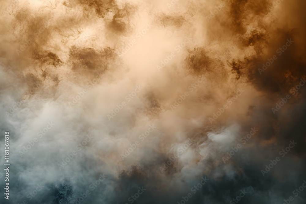 Abstract background with smoke clouds and particles. Natural disaster, catastrophe, bomb explosion. Effect for war game. Backdrop for design. Mocha mousse - color 2025 Abstract background with smoke clouds and particles. Natural disaster, catastrophe, bomb explosion. Effect for war game. Backdrop for design. Mocha mousse - color 2025