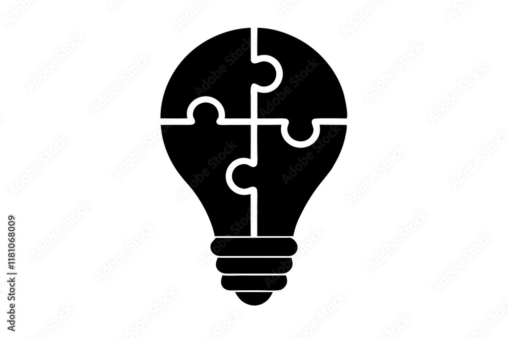Flat design vector illustration of a lamp made from pieces of a puzzle. Flat design vector illustration of a lamp made from pieces of a puzzle.