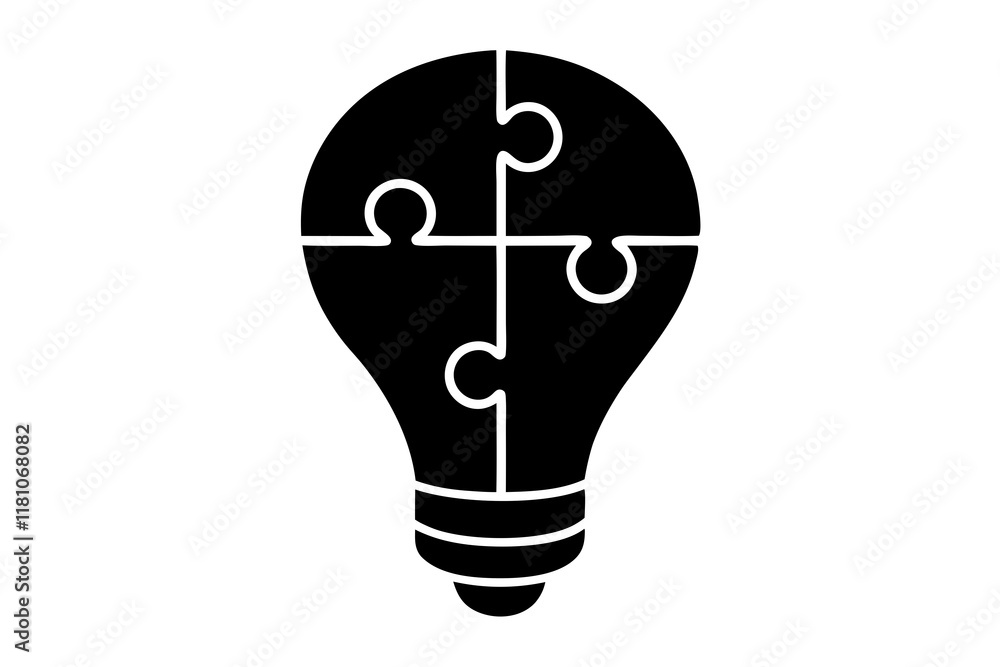 Flat design vector illustration of a lamp made from pieces of a puzzle. Flat design vector illustration of a lamp made from pieces of a puzzle.