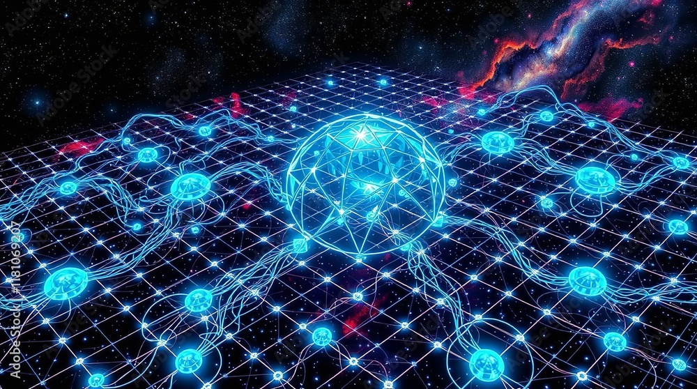 Fototapeta premium AI Network | Intelligent Mesh | Neural Connections | The AI Algorithm | Data-Driven Intelligence