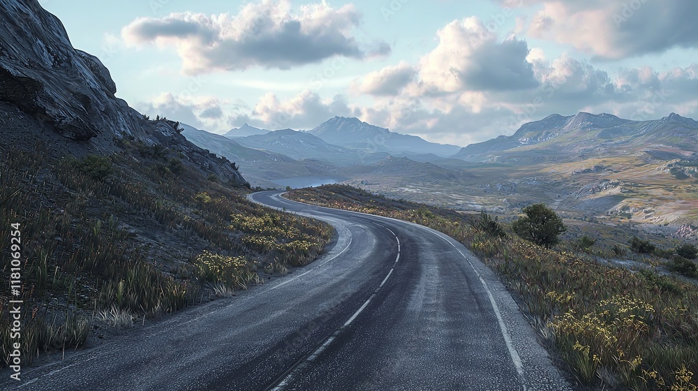 Fototapeta premium Long Winding Road Leading to a Scenic Destination