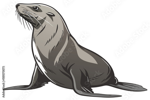 Sea lion, realistic, detailed texture, sleek fur, whiskers, flippers, smooth skin, alert posture, marine mammal, studio lighting, white background, 3D render, high resolution, photorealistic, nature p